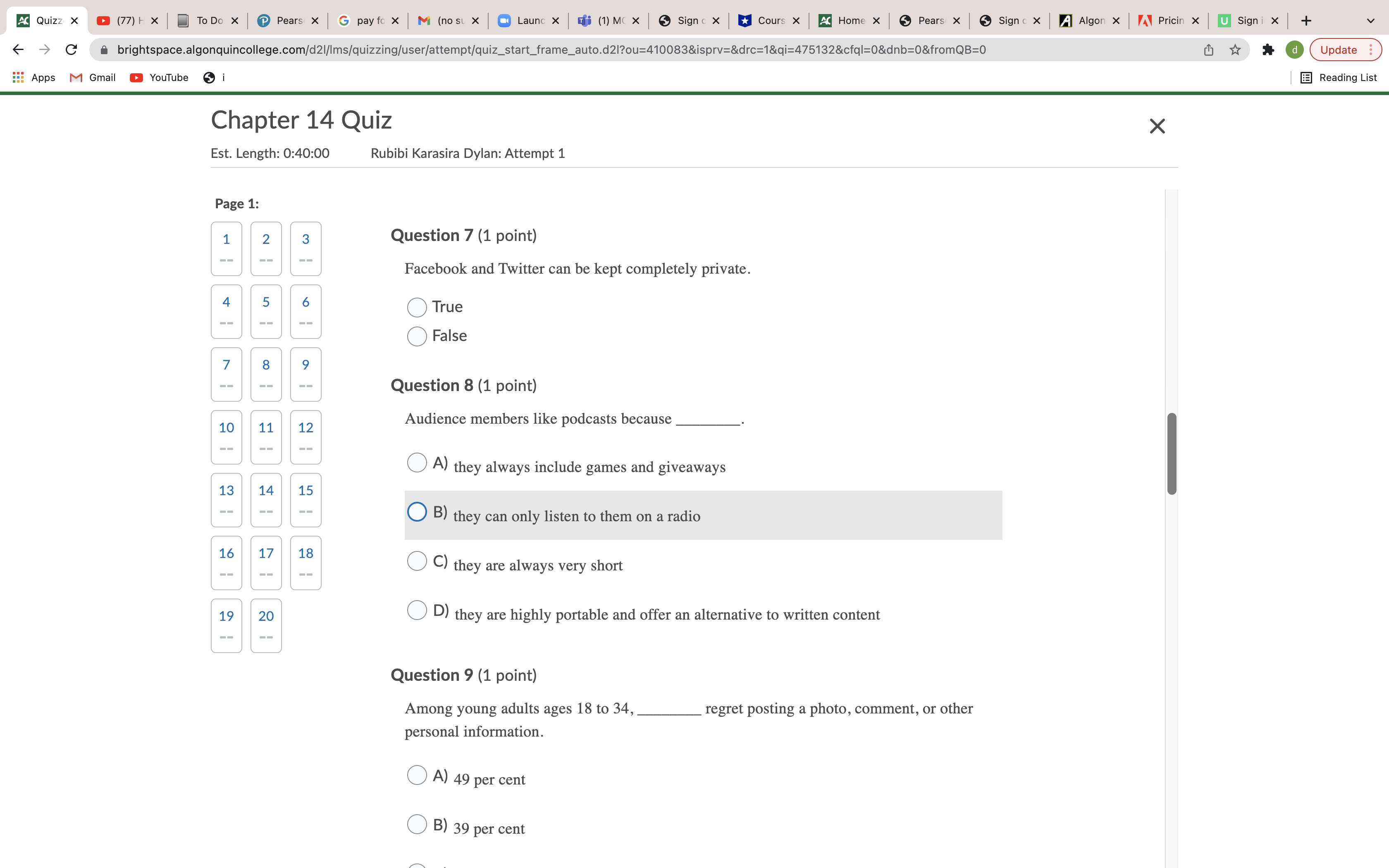 Ac Quizz X (77) + X To Do X Pears x G pay fo x M