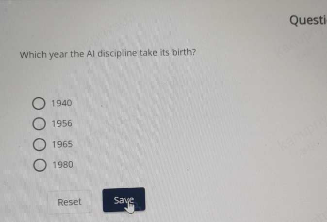 Questi Which year the Al discipline take its