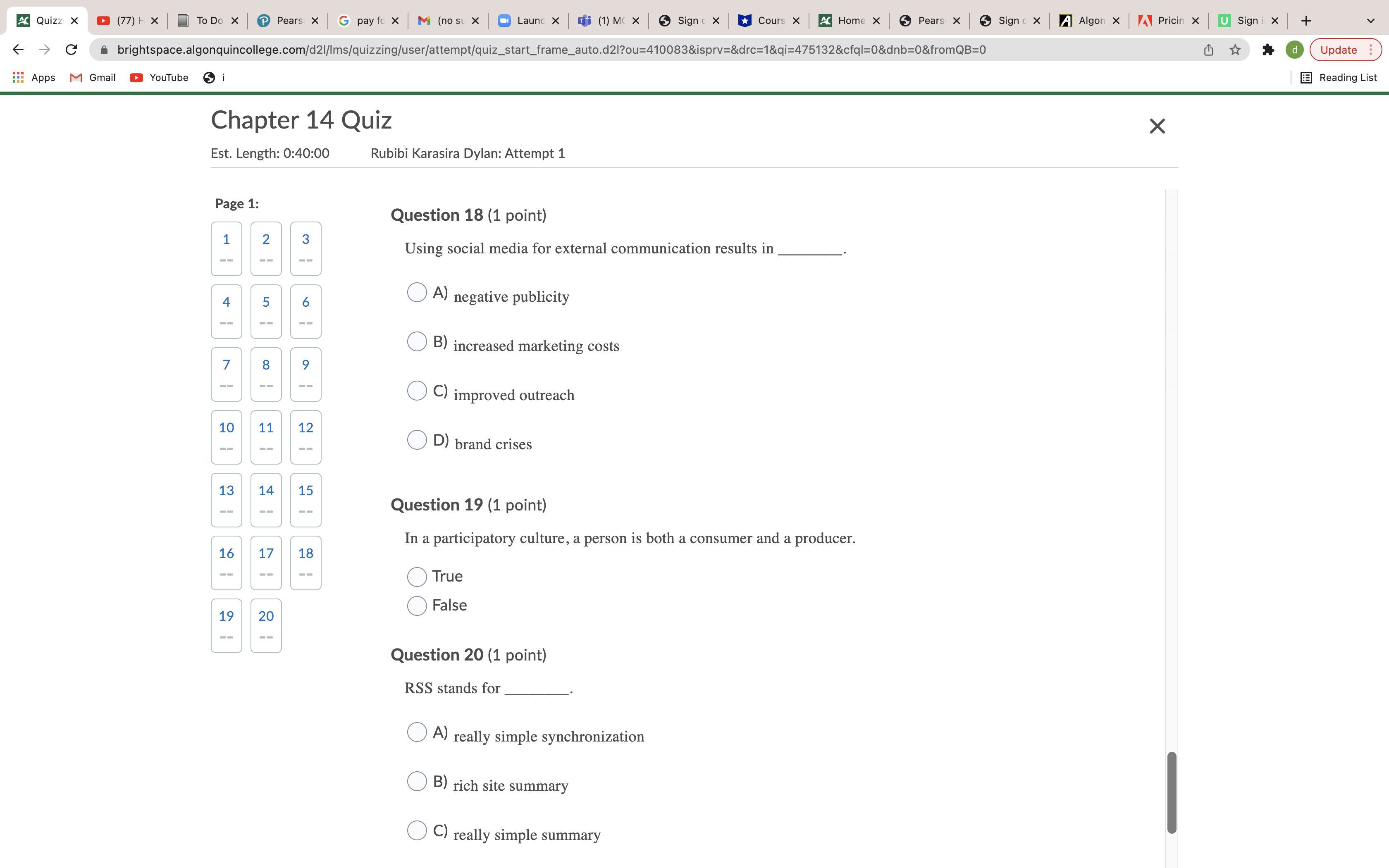 Ac Quizz X (77) + X To Do X Pears x G pay fo x M