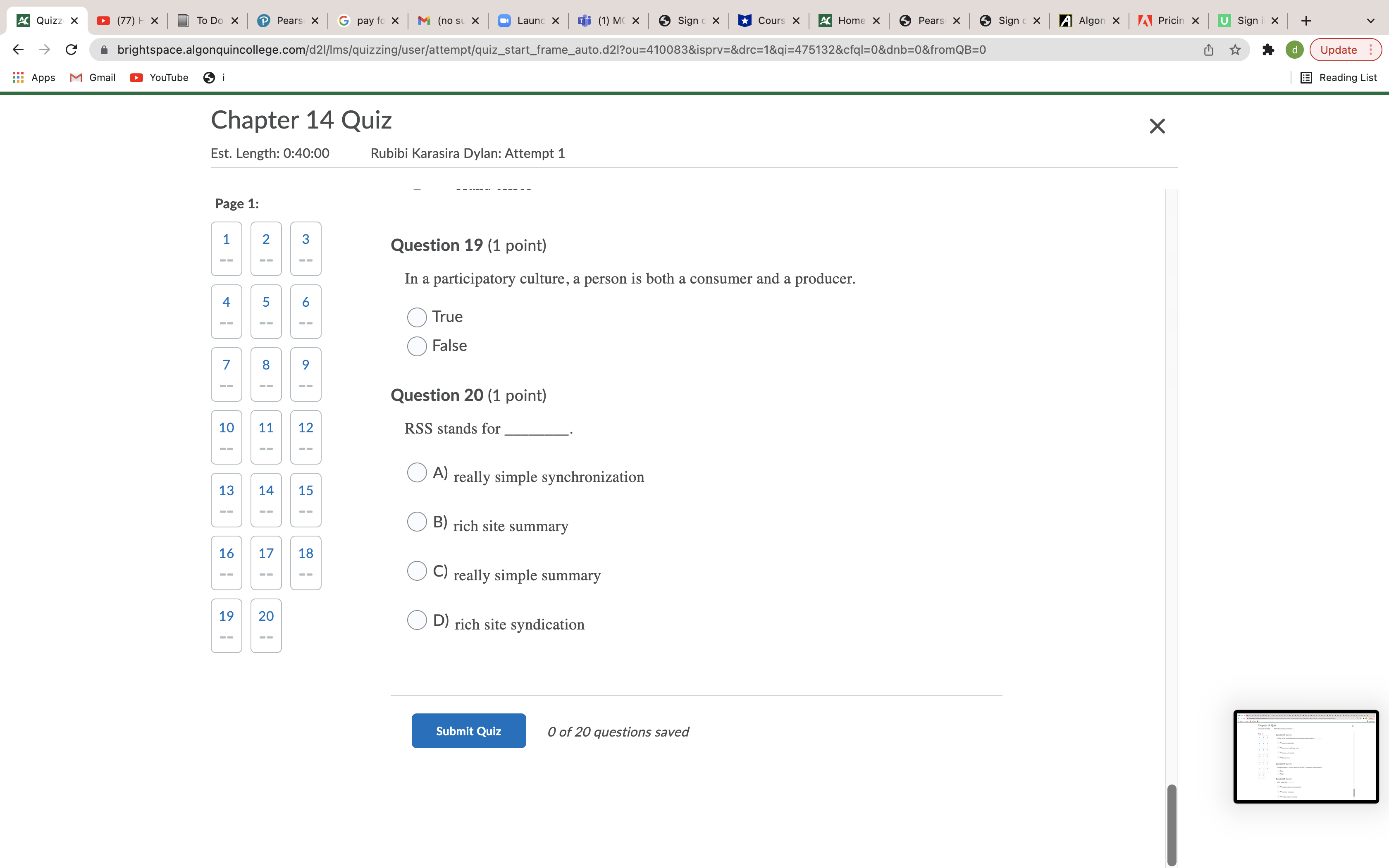 Ac Quizz X (77) + X To Do X Pears x G pay fo x M