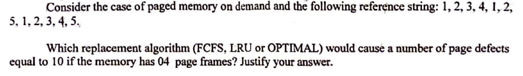 Consider the case of paged memory on demand and