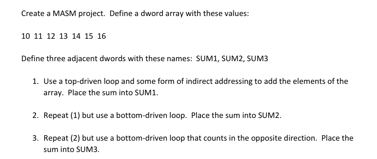 In assembly language please. Thank you