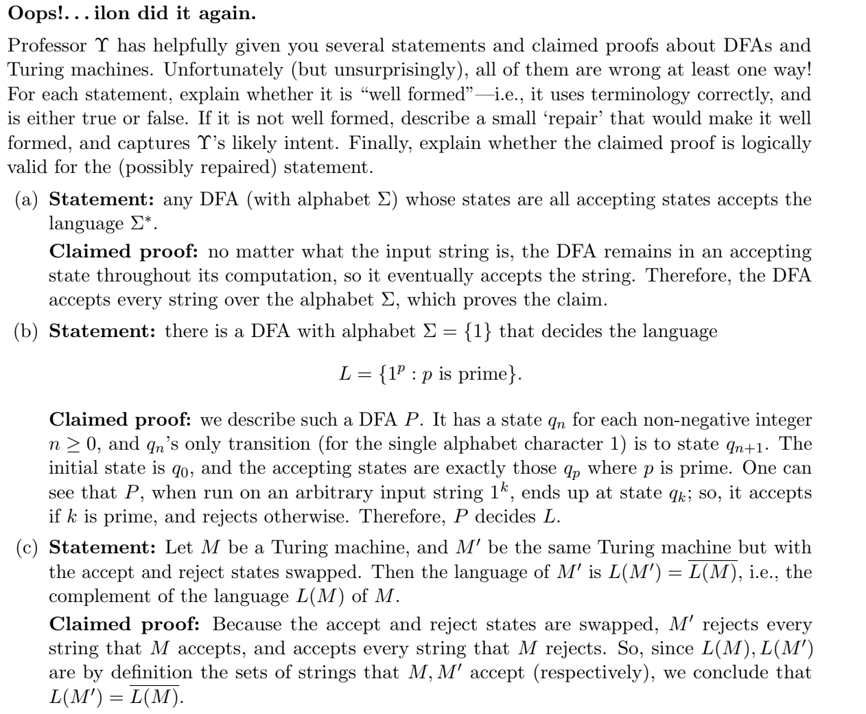 Oops!. . . ilon did it again. Professor has