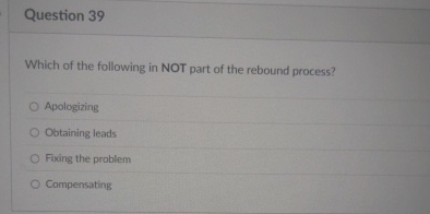 Question 3 9 Which of the following in NOT part