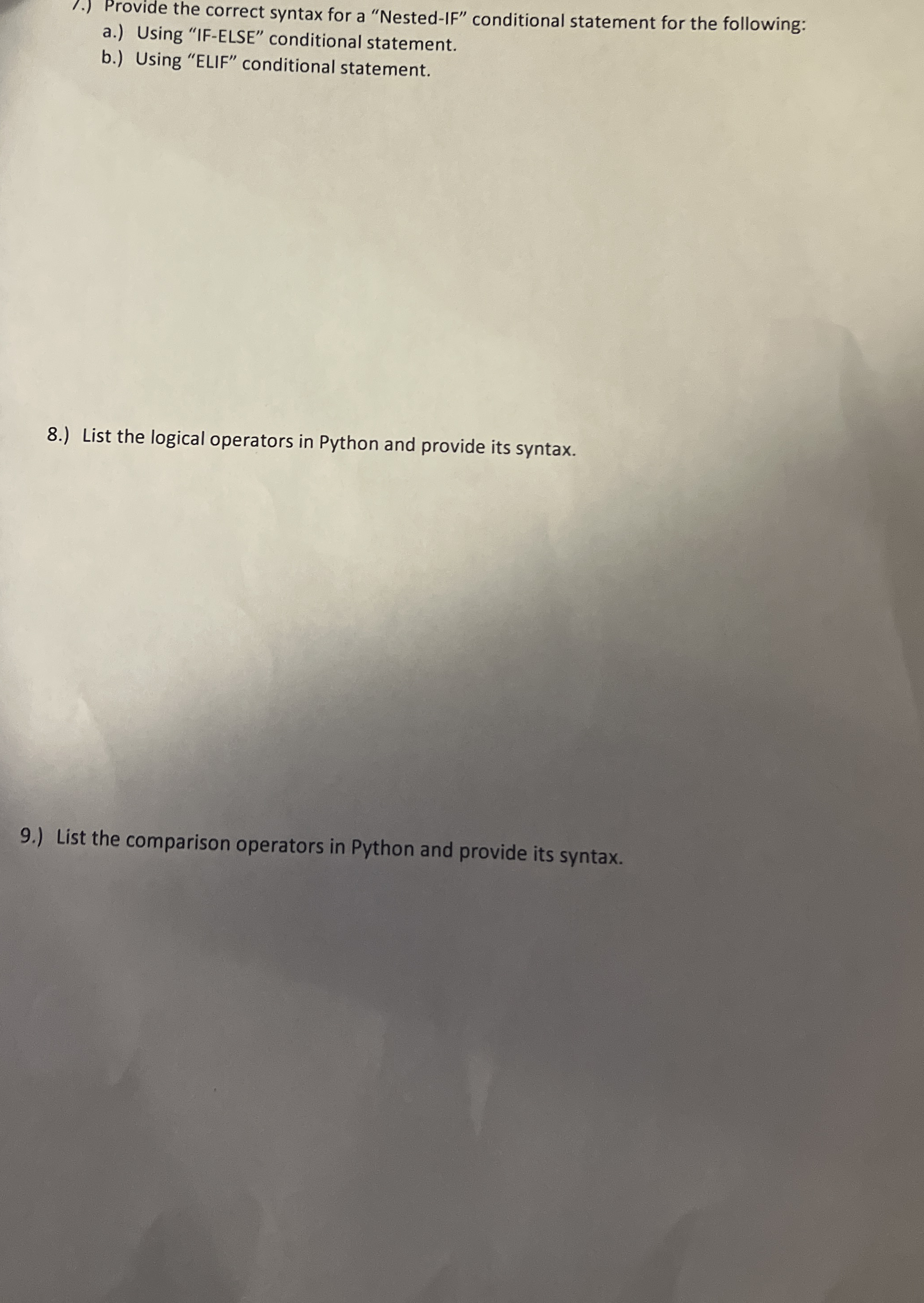 Provide the correct syntax for a "Nested - IF "