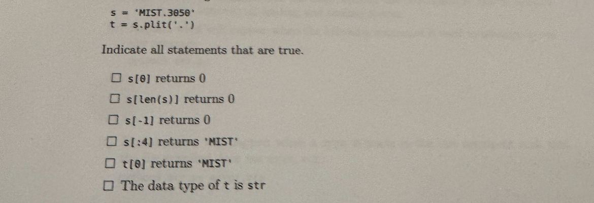 Indicate all statements that are true. s [ ]