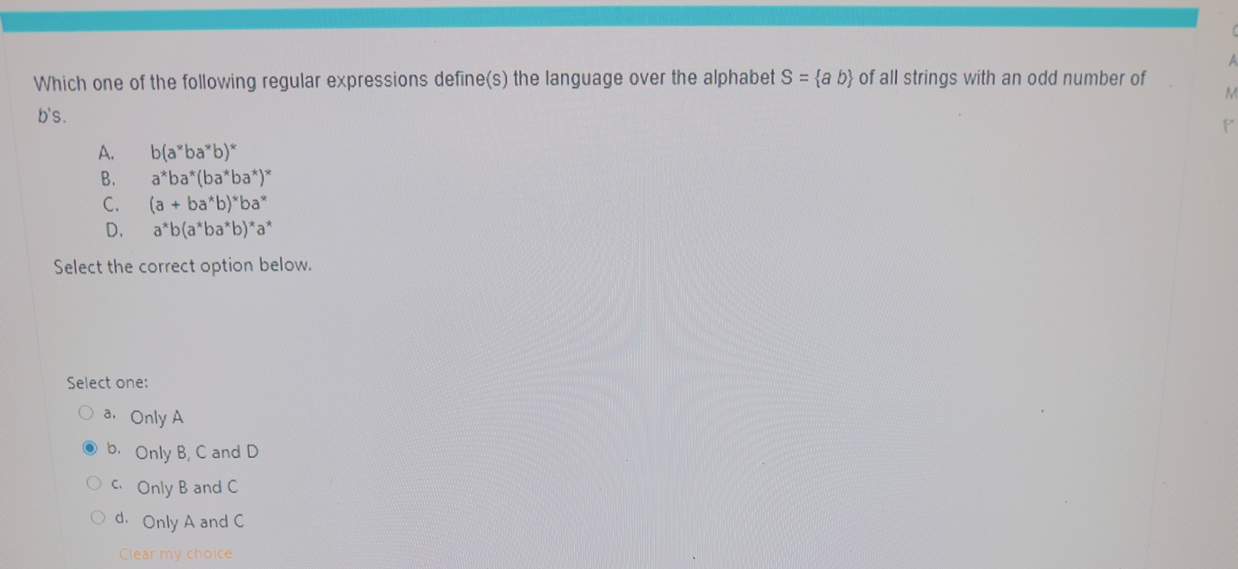 Which one of the following regular expressions