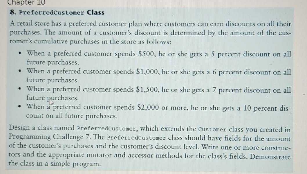 Chapter 1 0 8 . PreferredCustomer Class Must be