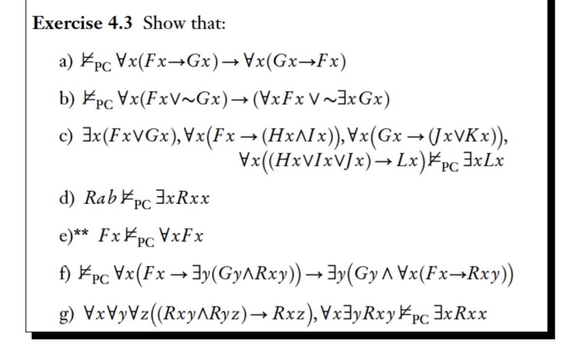COULD YOU ONLY DO A , C , F Exercise 4 . 3 Show