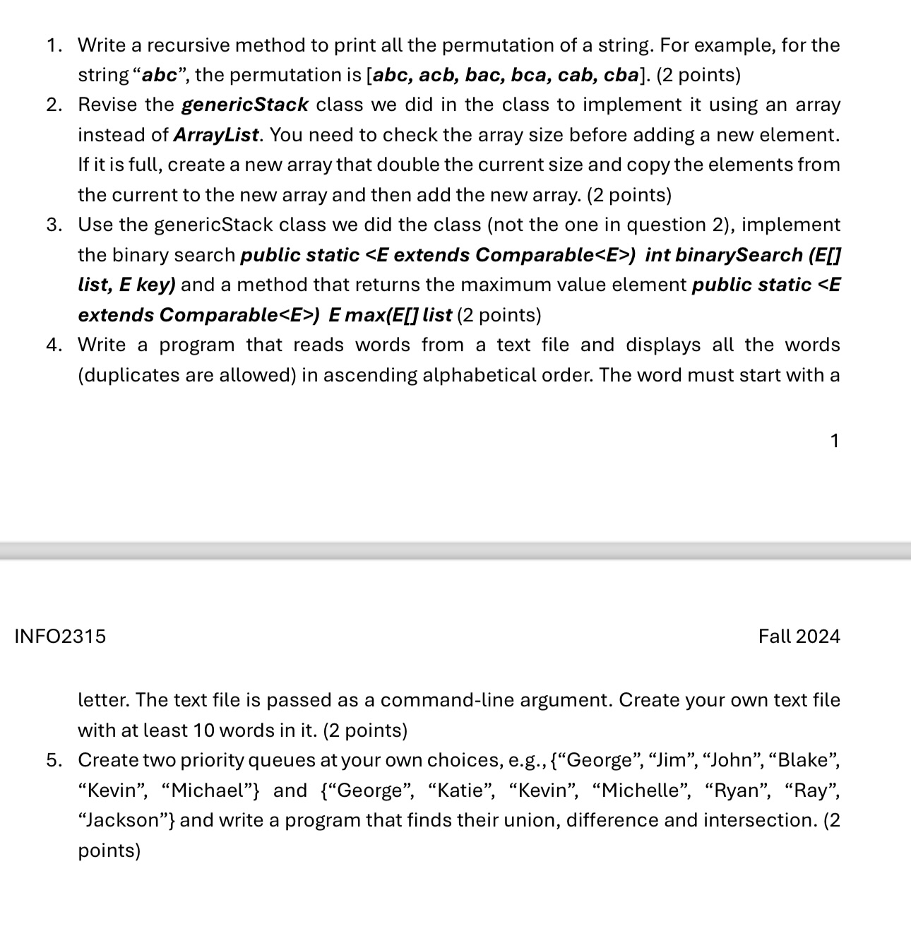 I need code for these 5 questions. Dont use AI ,