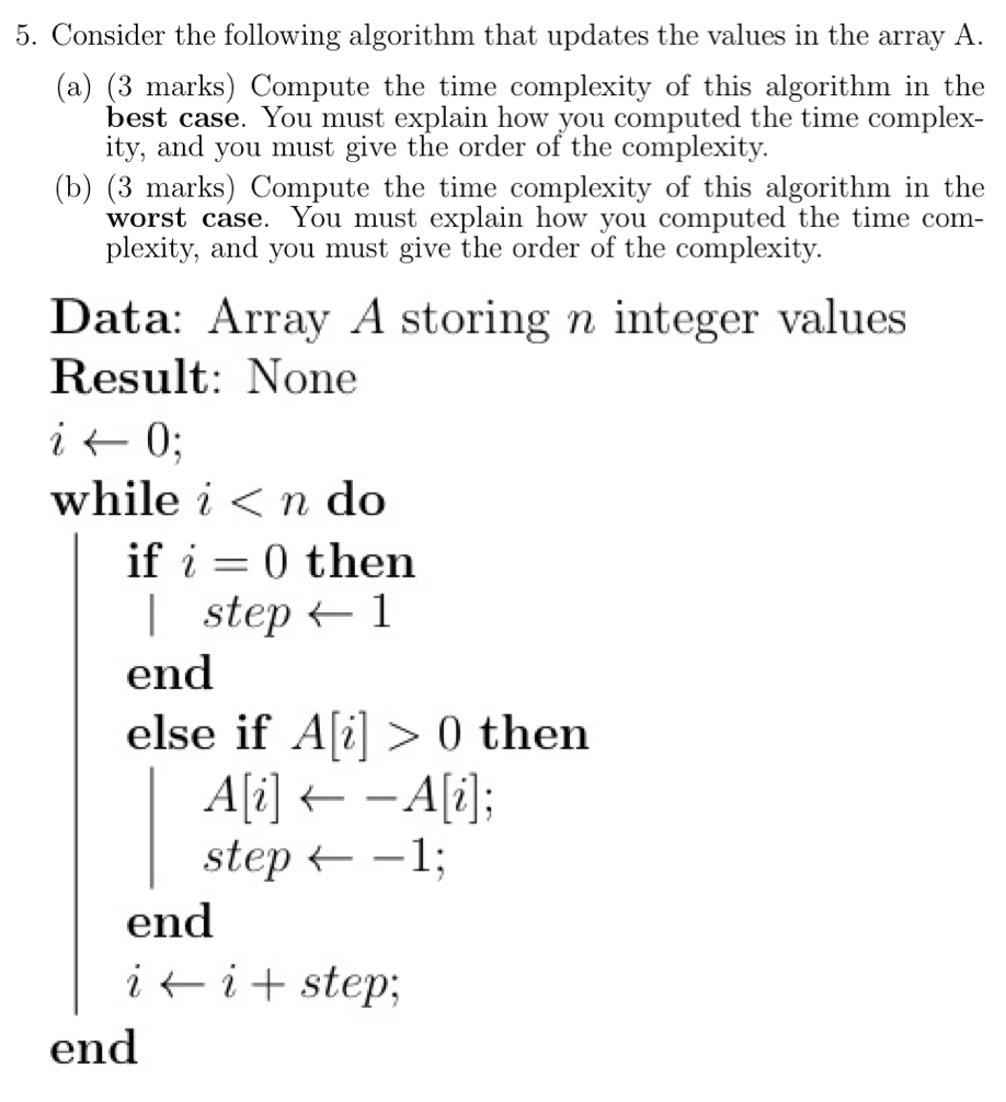 Data: Array \ ( A \ ) storing \ ( n \ ) integer