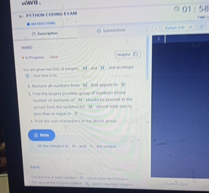 WAVB. PYthon CODino EXAM Betrifintion ( 9 )