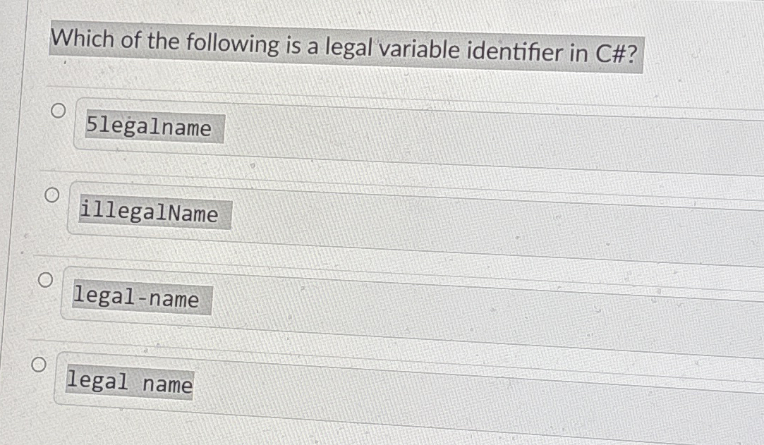 Which of the following is a legal variable