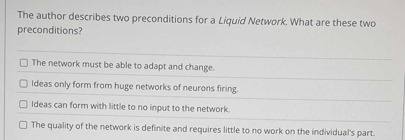 The author describes two preconditions for a