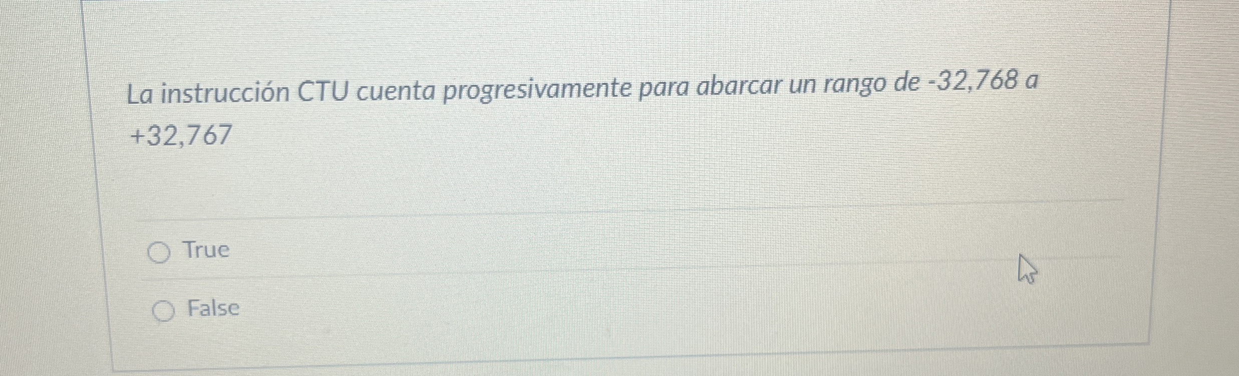 La instrucci n CTU cuenta progresivamente para