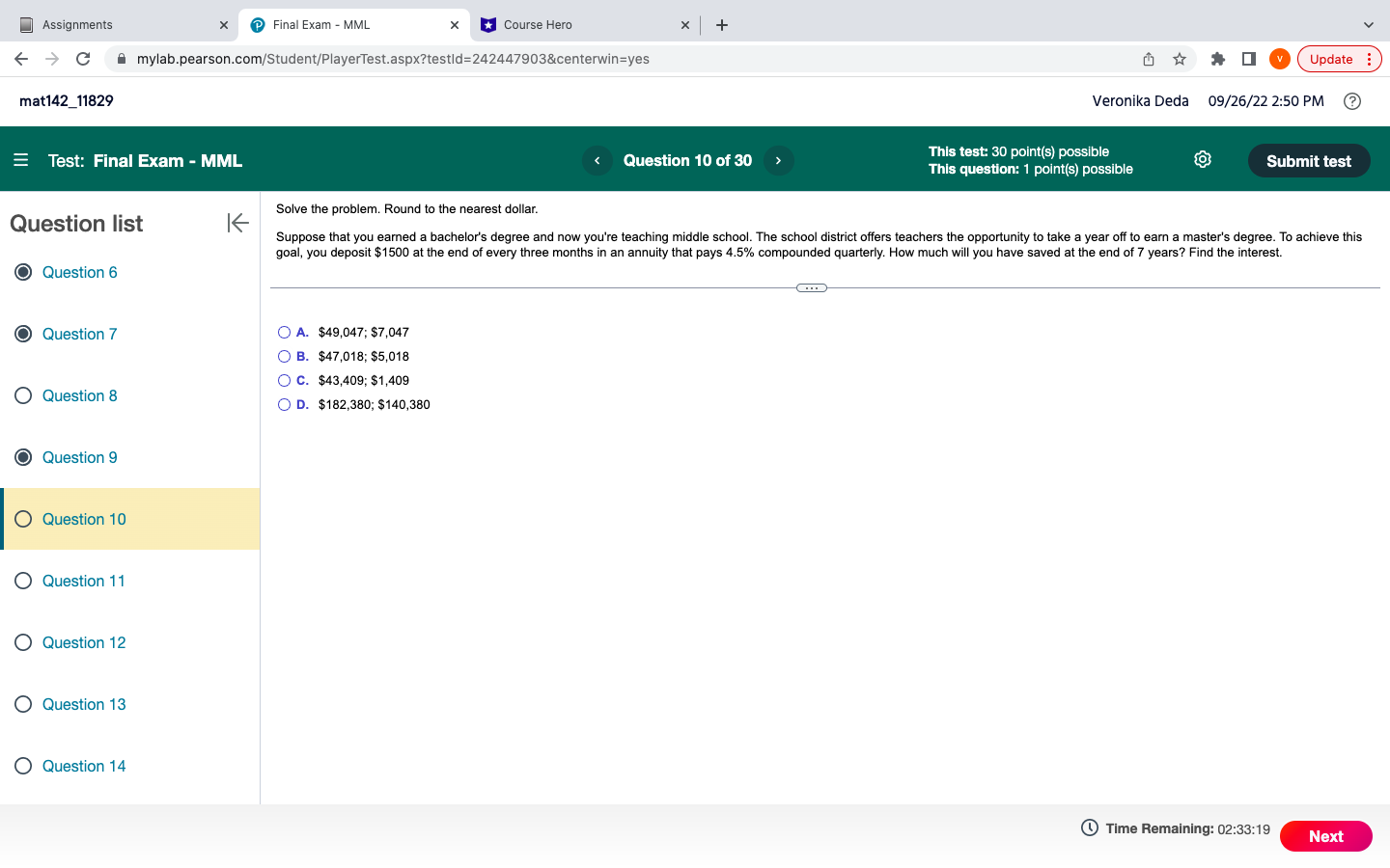 Assignments X Final Exam - MML X Course Hero x +