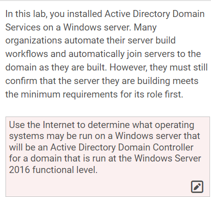 In this lab, you installed Active Directory