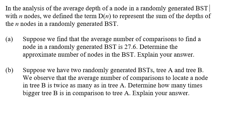In the analysis of the average depth of a node in