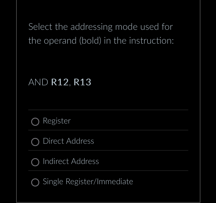 Select the addressing mode used for the operand (