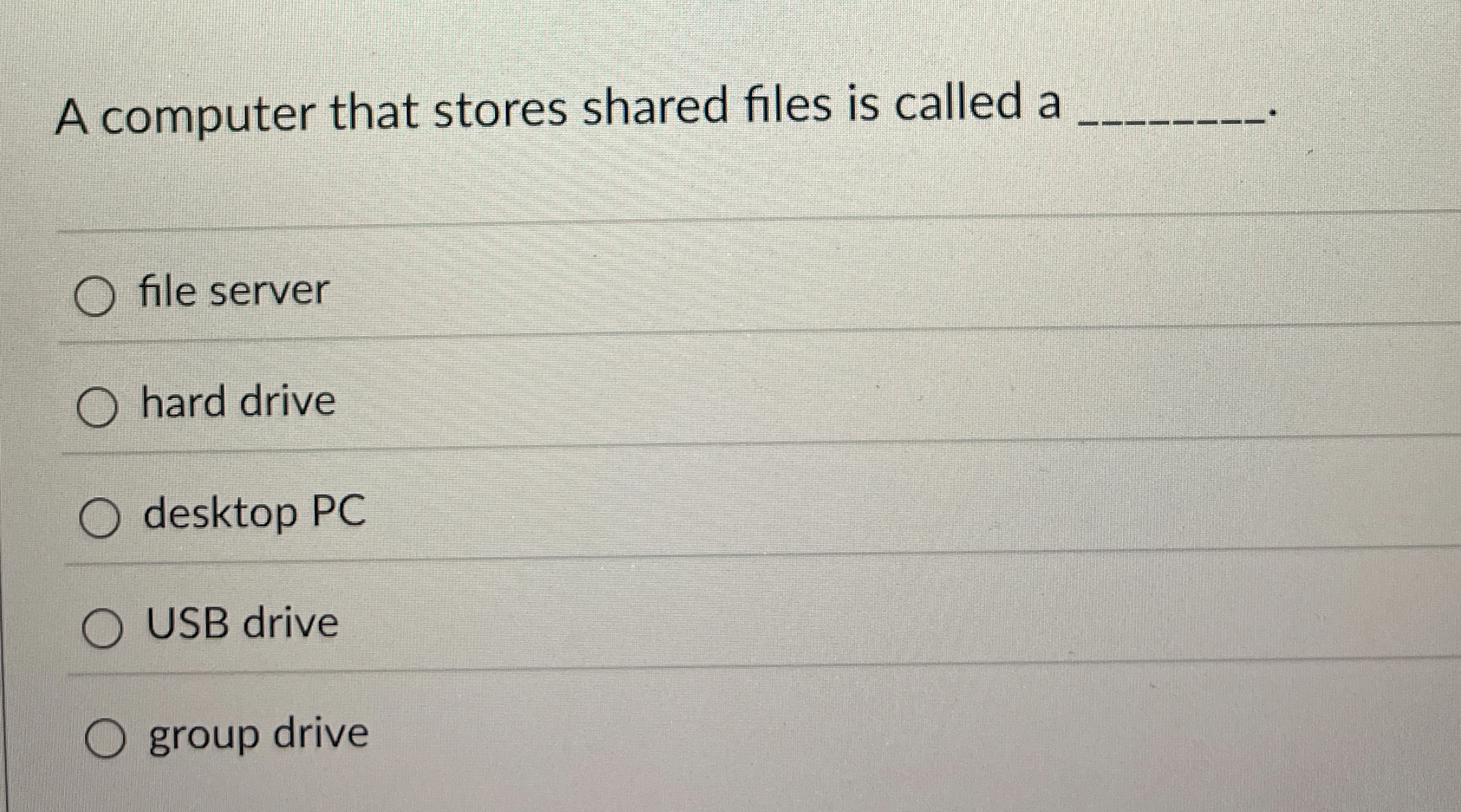 A computer that stores shared files is called a q