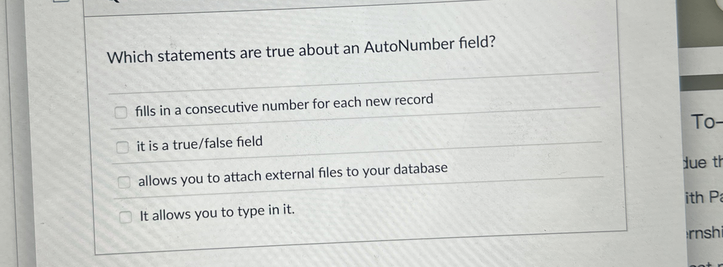 Which statements are true about an AutoNumber