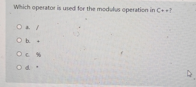 Which operator is used for the modulus operation