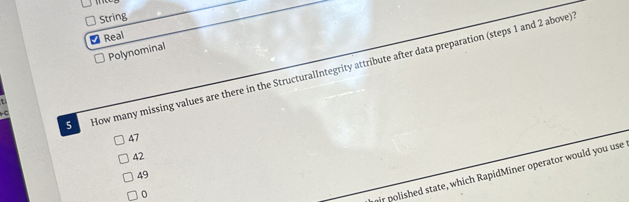 string Real polynominal 5 How many missing values