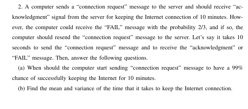 A computer sends a "connection request" message