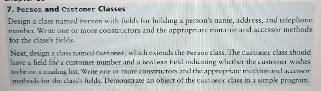 Person and Customer Classes, must be in Java pls