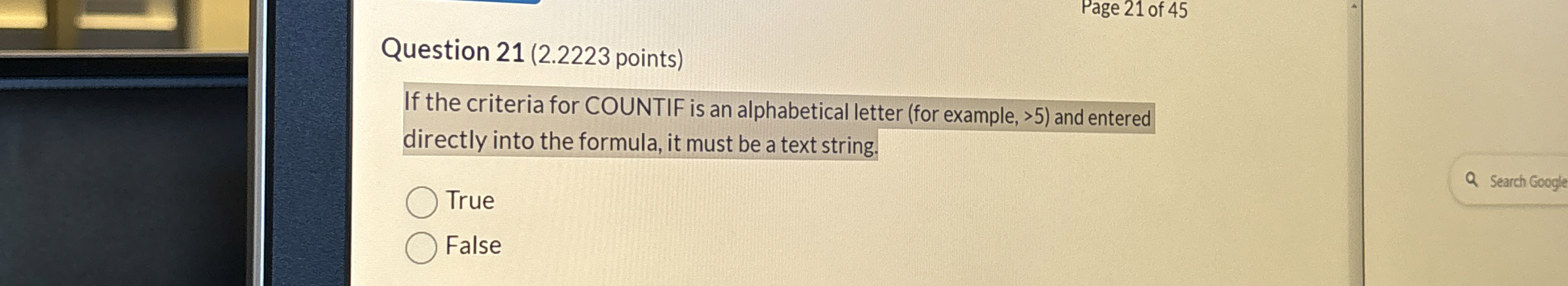 Question 2 1 ( 2 . 2 2 2 3 points ) If the