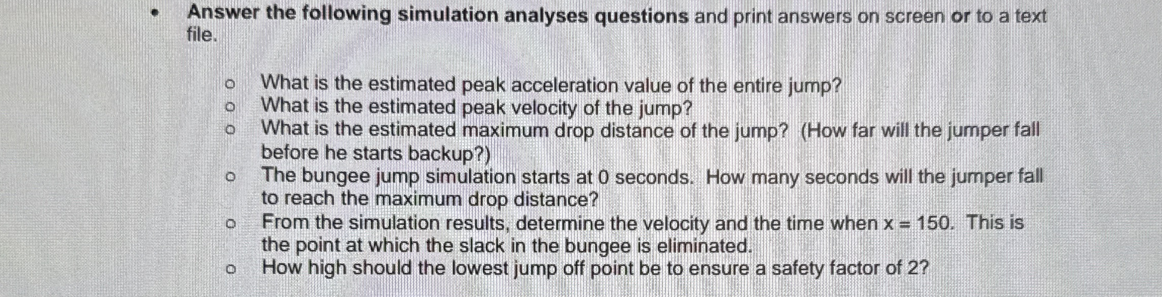 Answer the following simulation analyses