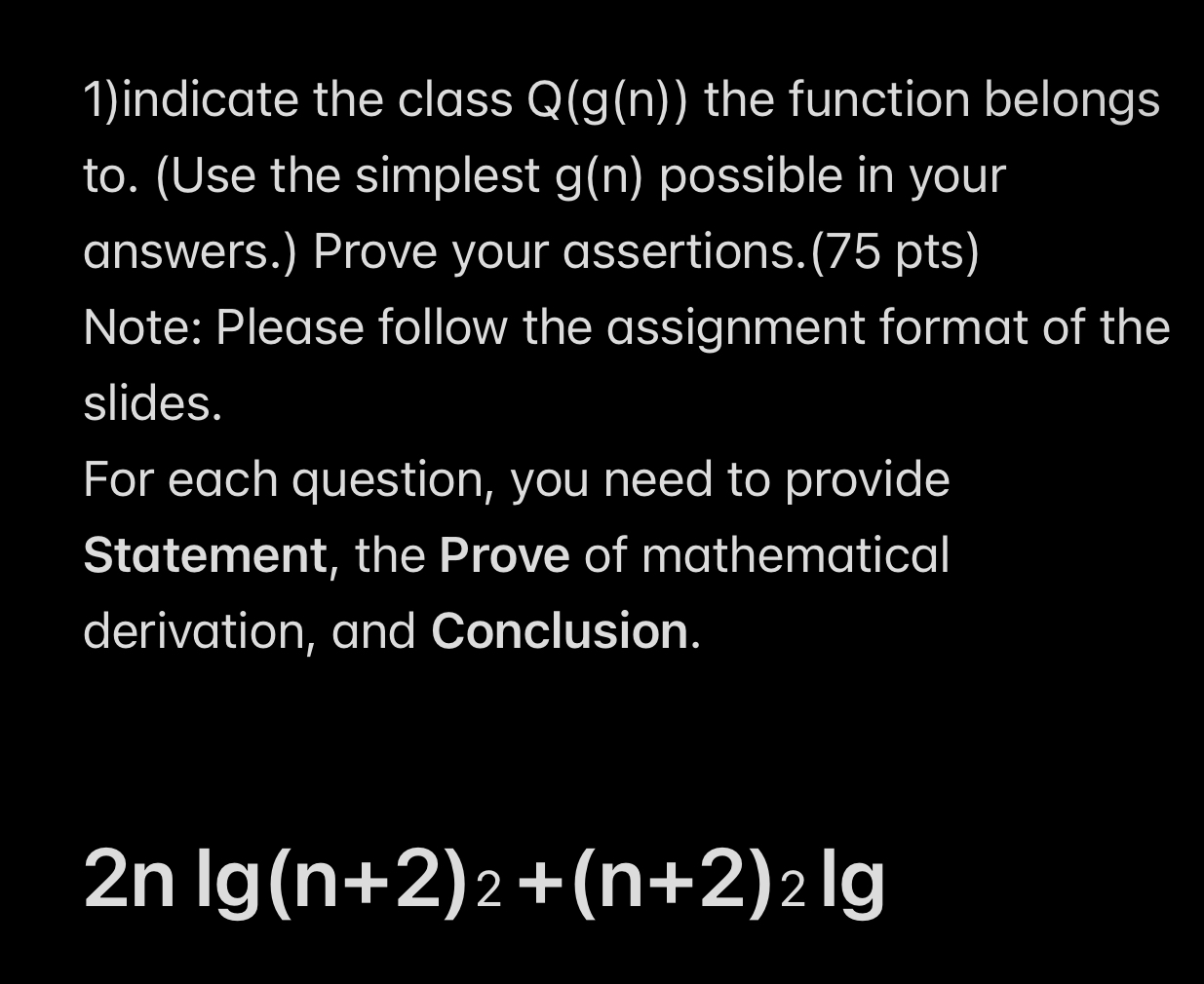 3 . For each of the following functions, indicate