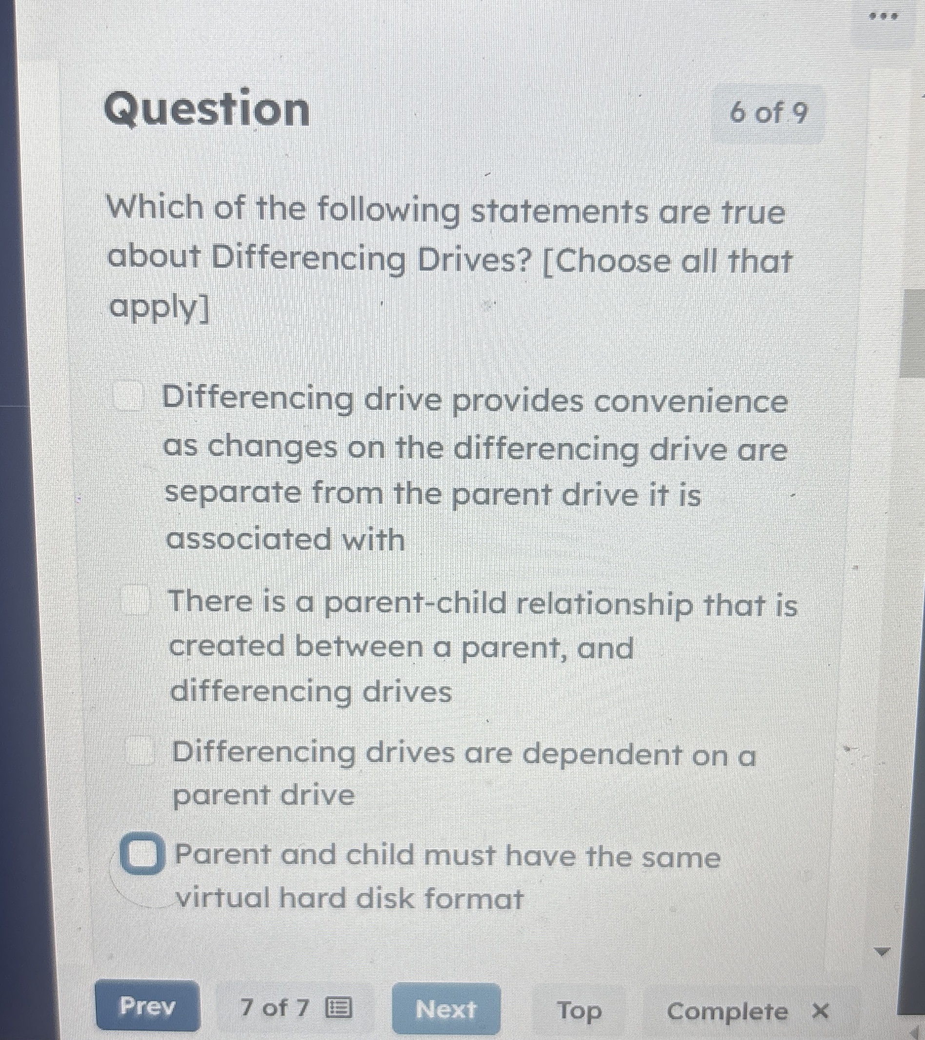 Question 6 of 9 Which of the following statements