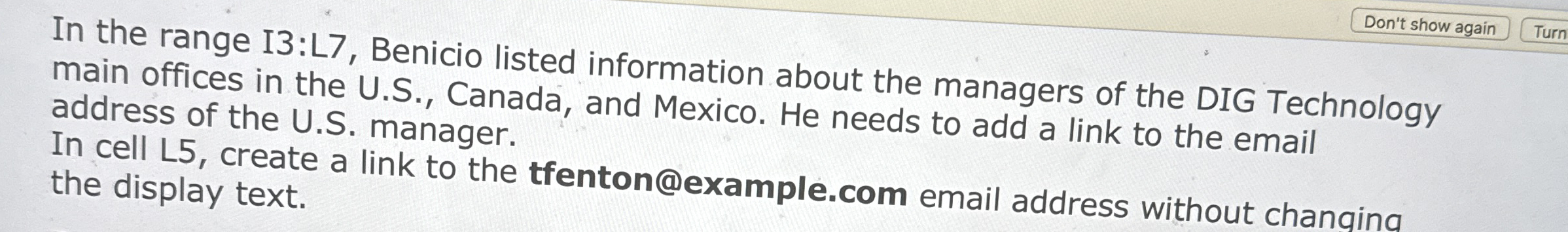 In the range I 3 :L 7 , Benicio listed