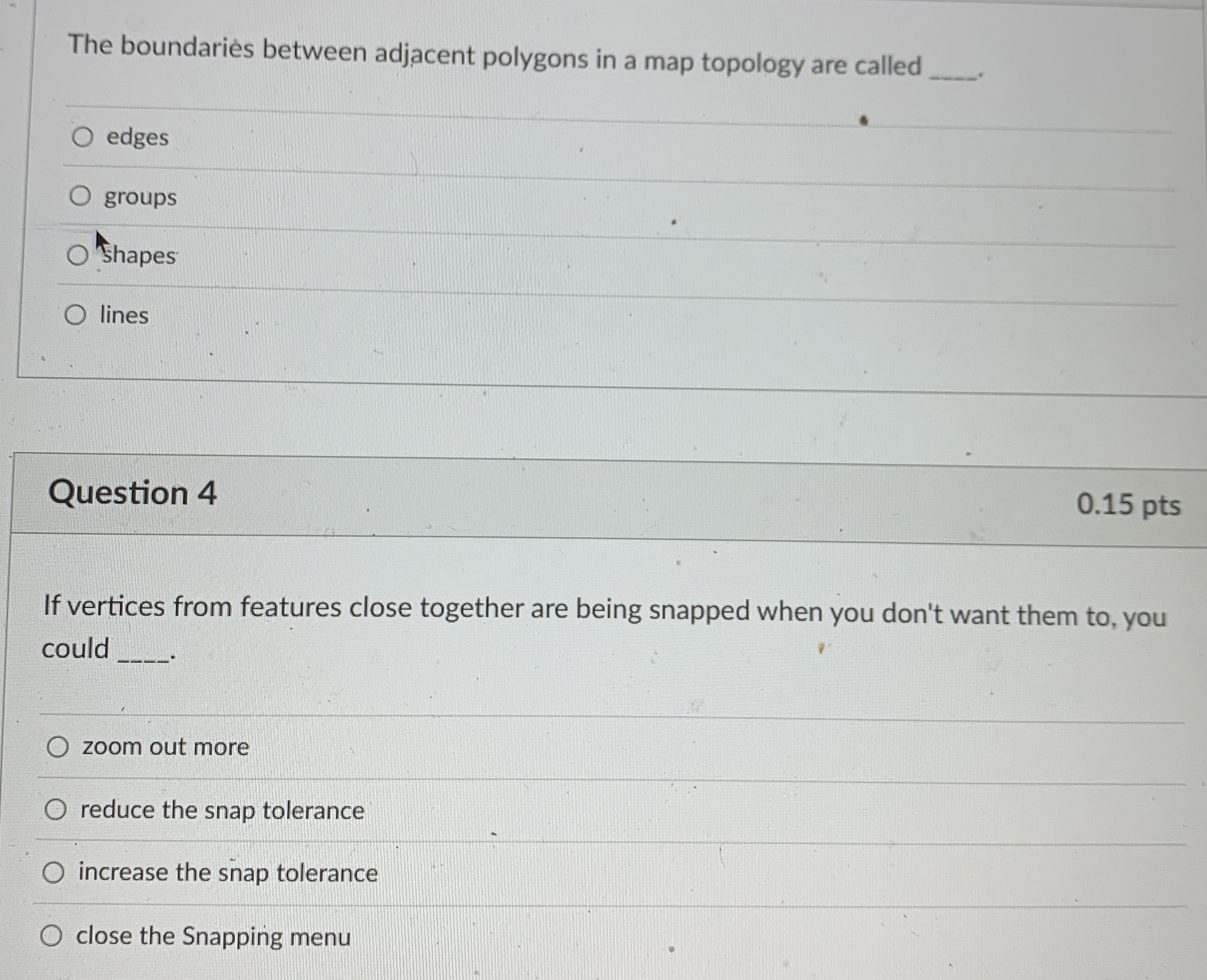 The boundaries between adjacent polygons in a map