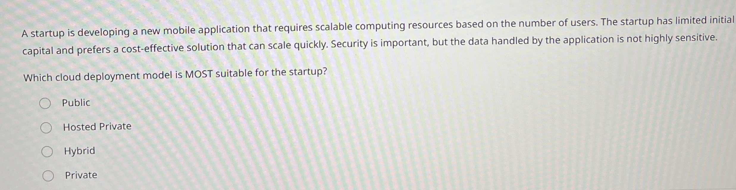 A startup is developing a new mobile application