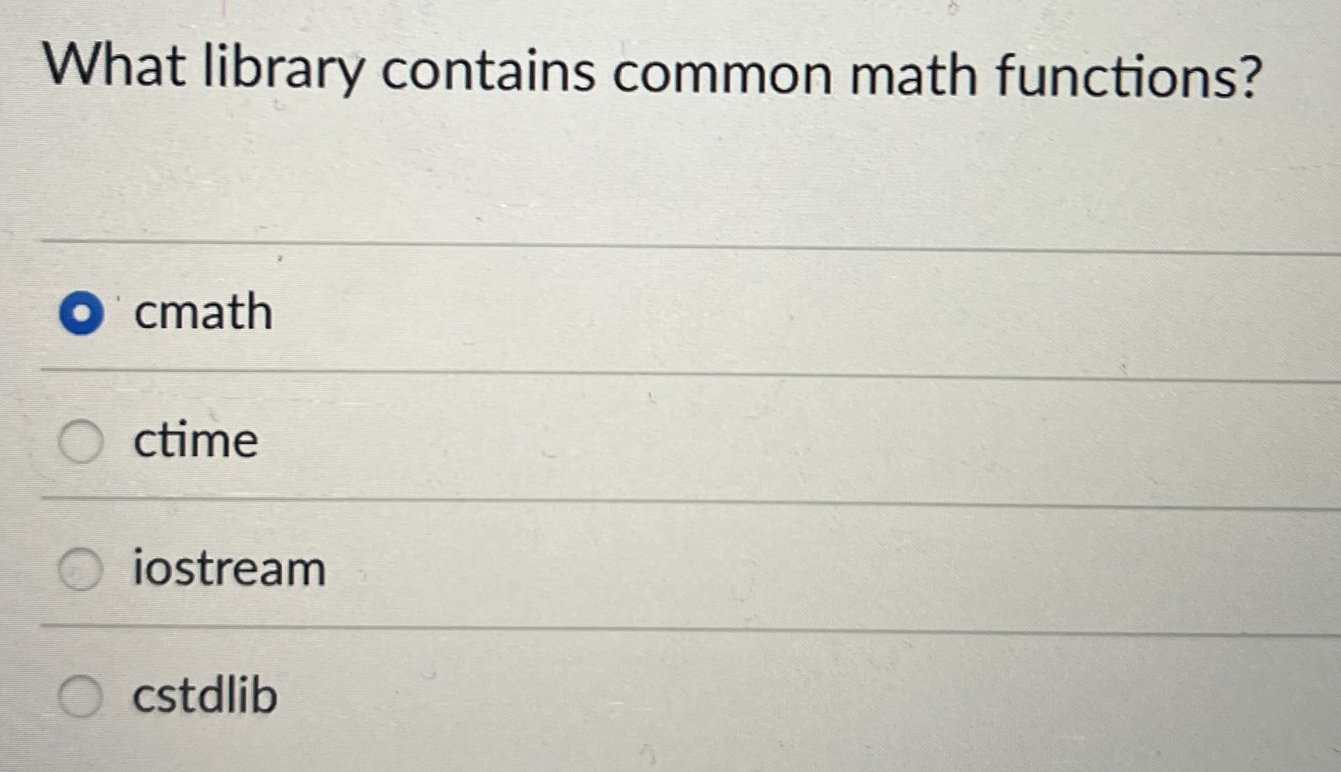 What library contains common math functions?