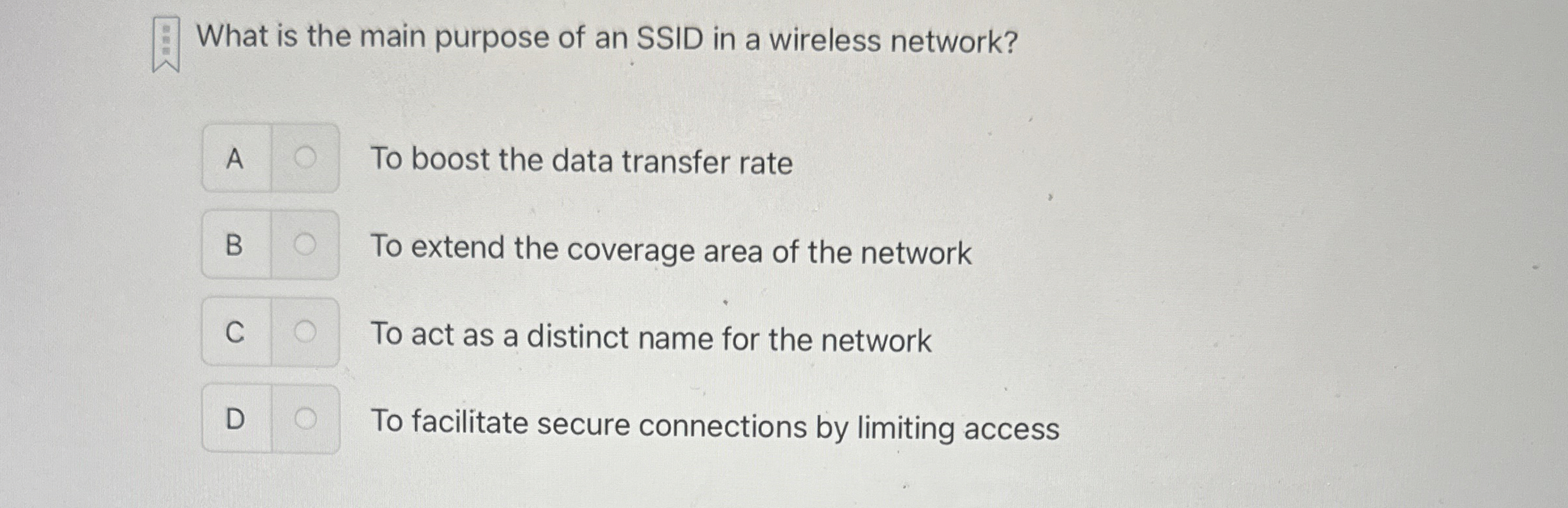 What is the main purpose of an SSID in a wireless