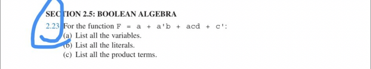 SEC IION 2 . 5 : BOOLEAN ALGEBRA 2 . 2 3 For the