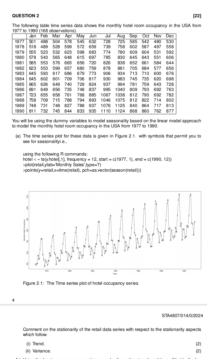 Comment on the stationarity of the retail data