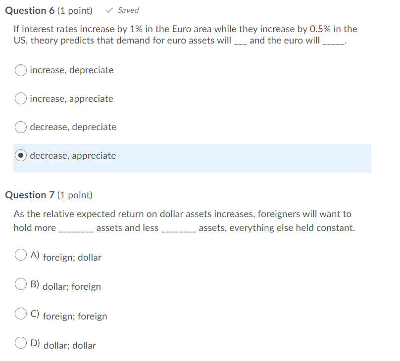 Question 6 {1 point] at Saved lf interest rates