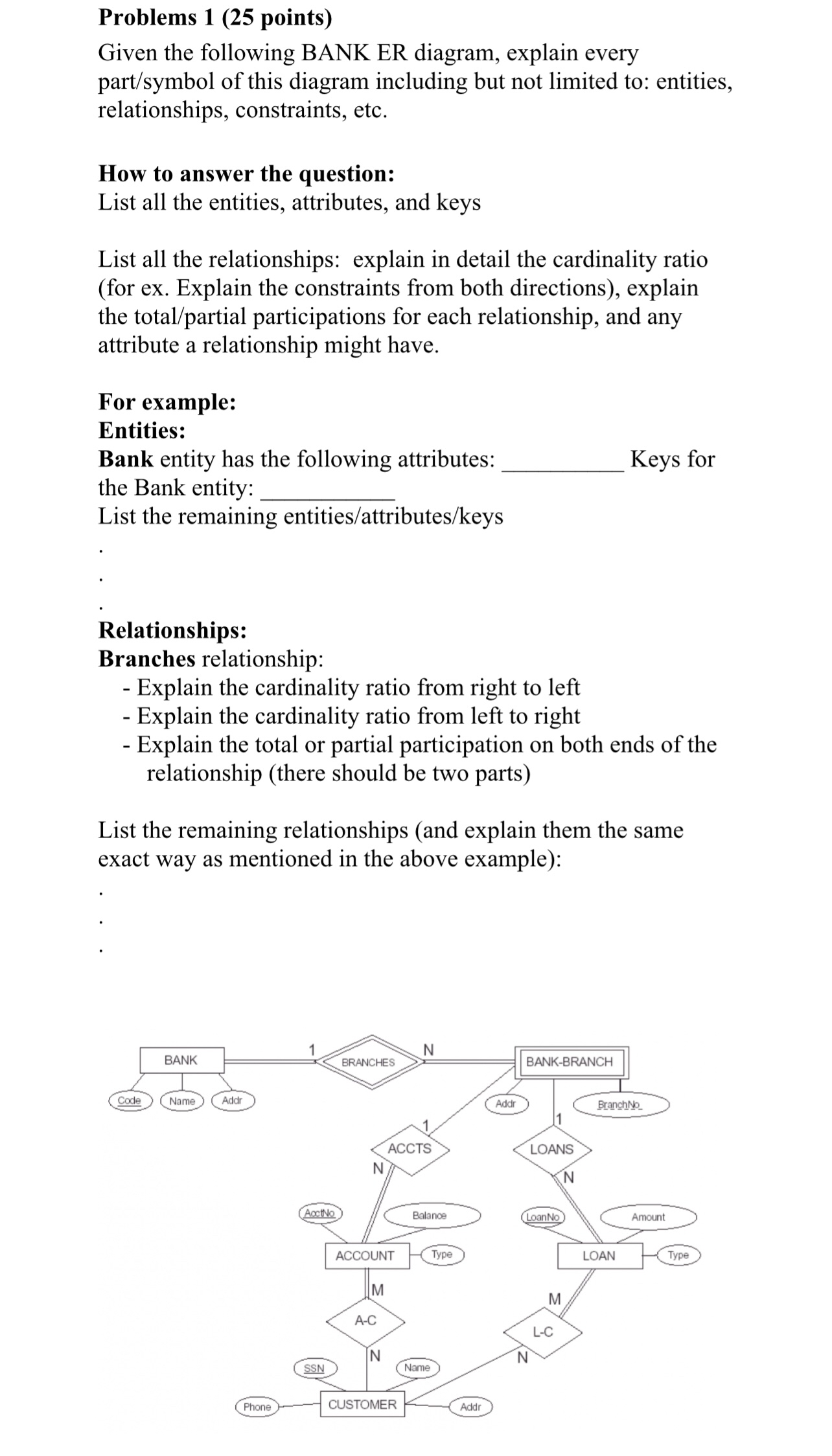 Problems 1 ( 2 5 points ) Given the following