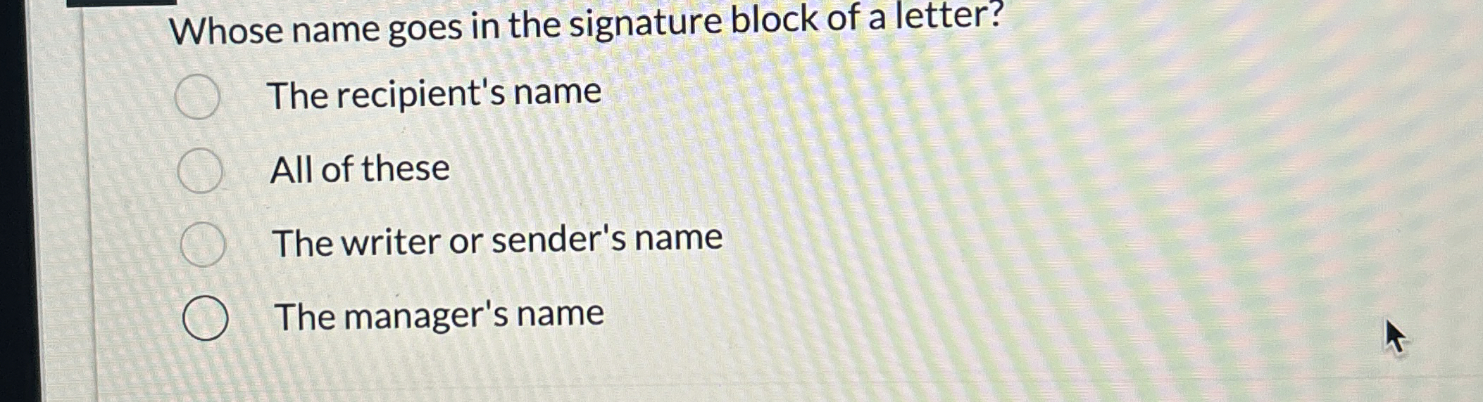 Whose name goes in the signature block of a