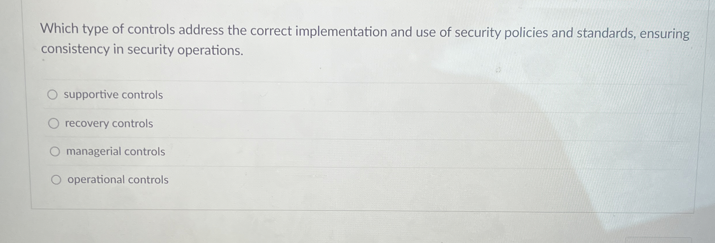 Which type of controls address the correct