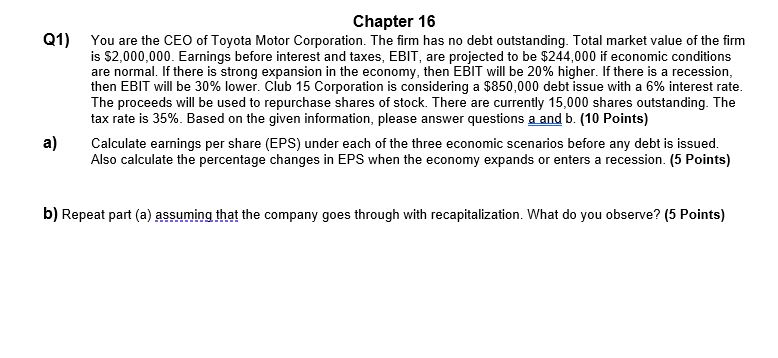 Provide full calculations and explanations for