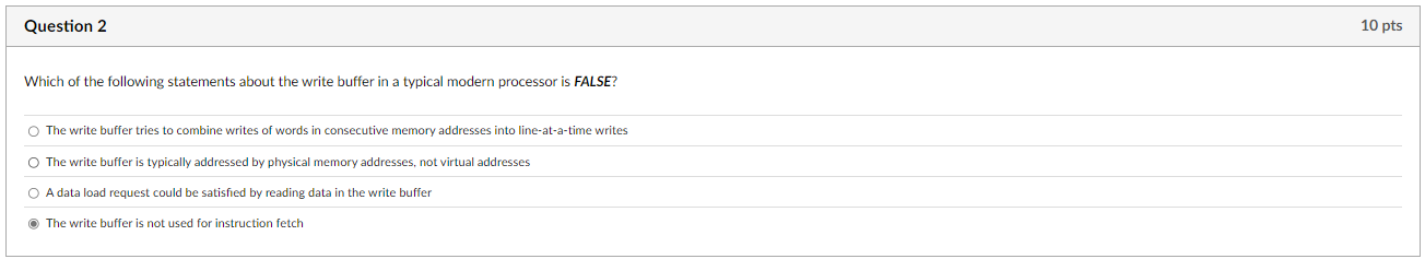 Question 2 Which of the following statements