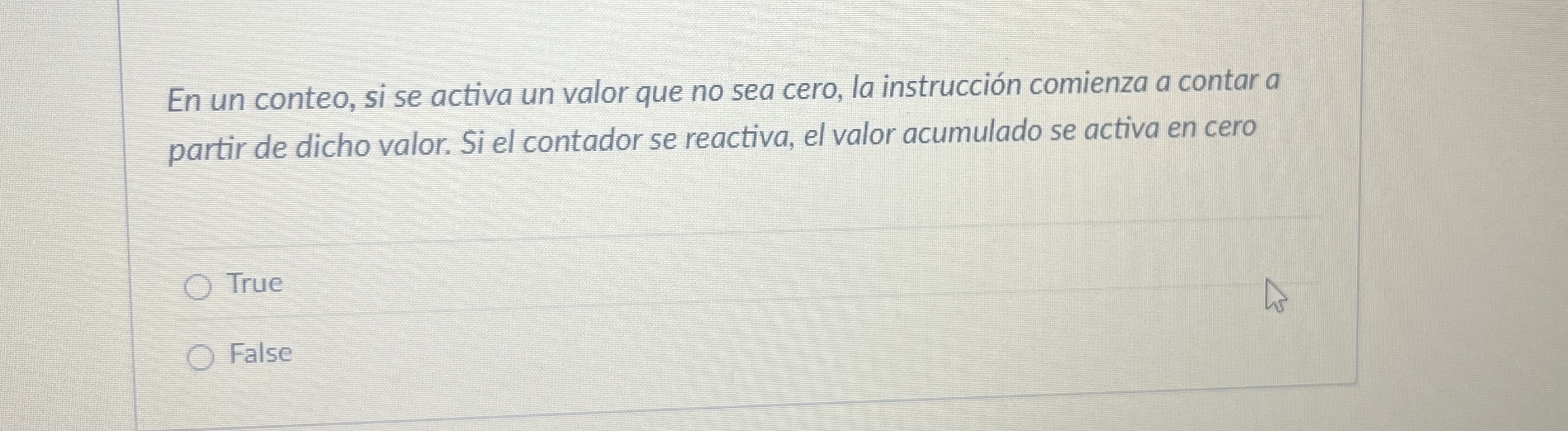 En un conteo, si se activa un valor que no sea