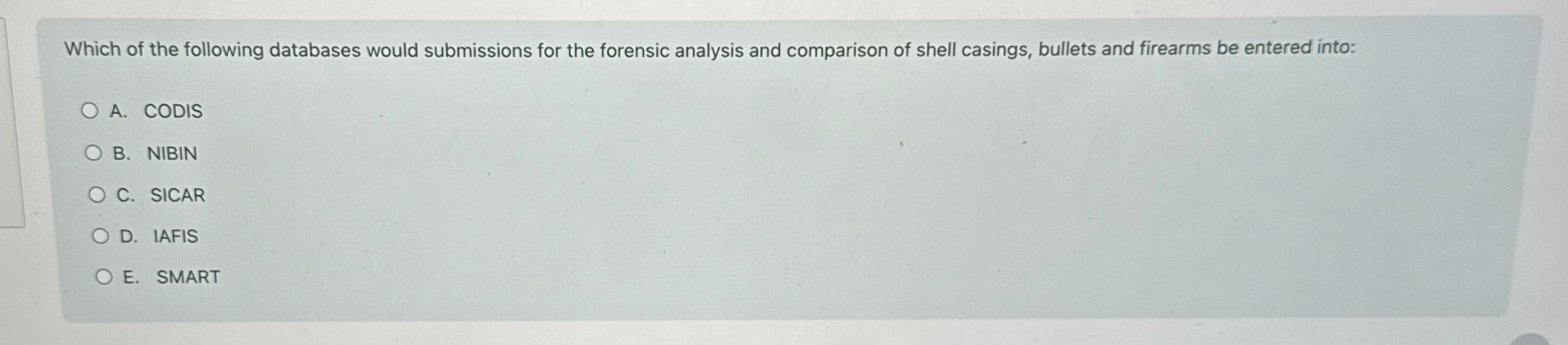 Which of the following databases would