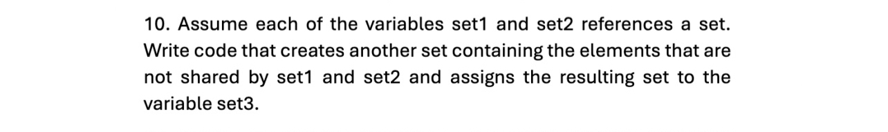 Assume each of the variables set 1 and set 2