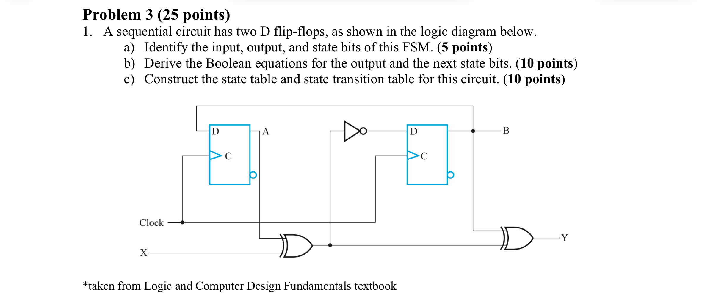 TProblem 3 ( 2 5 points ) A sequential circuit